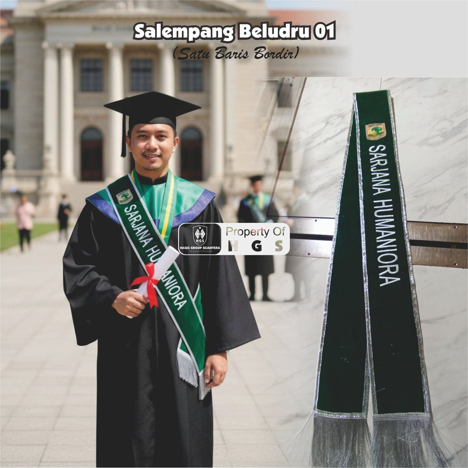 Salempang Beludru 01 ( Satu Baris Bordir)