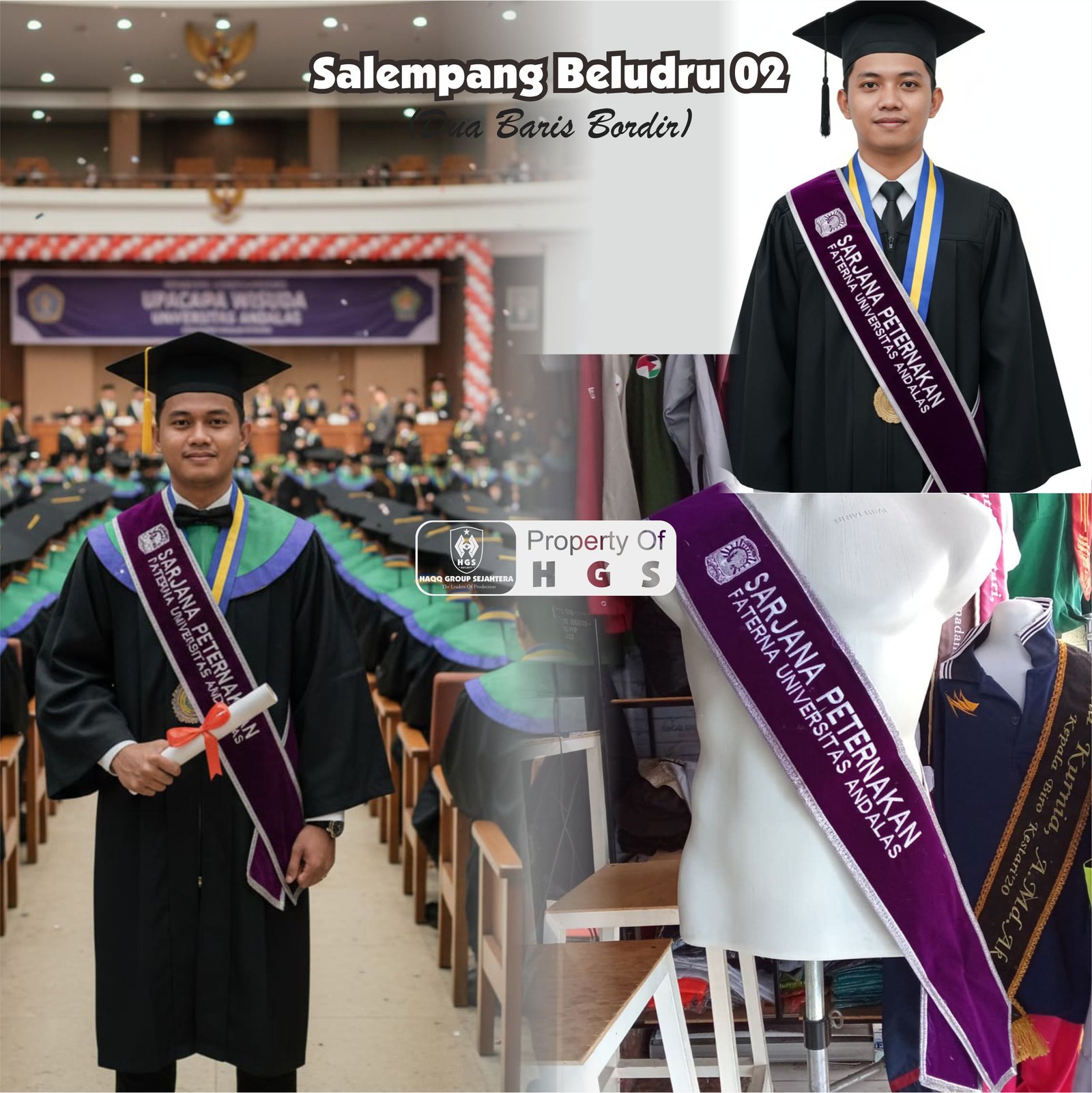 Salempang Beludru 02 (Dua Baris Bordir)