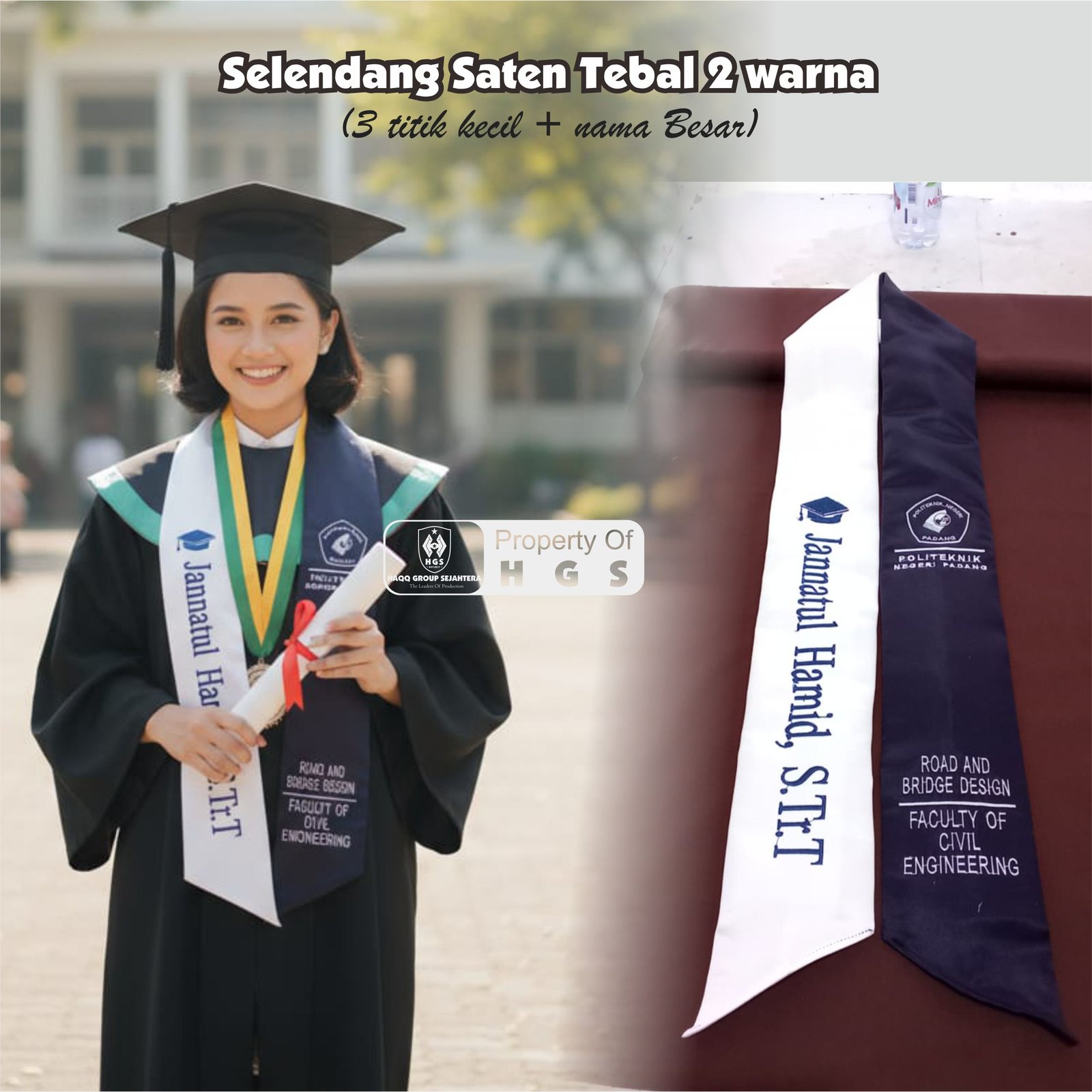 Selendang Saten Tebal 2 warna